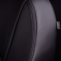 Авточехлы «Lord Auto Турин Экокожа» Ford Focus lll 01.2010-10.2019 г.в., раздельная задняя спинка и сиденье, с подлокотником (C346, седан/хэтчбек/универсал, Ghia/Titanium, чёрный/чёрный)