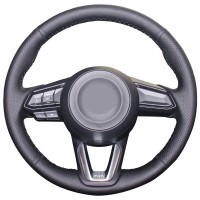 Оплетка на руль из «Premium» экокожи Mazda CX-9 2016-2019 г. в. (для руля без штатной кожи, черная)